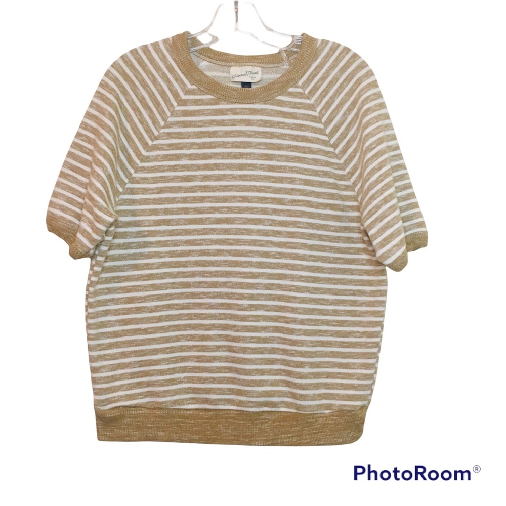 Universal Thread Short Sleeve Sweatshirt Striped Yellow
